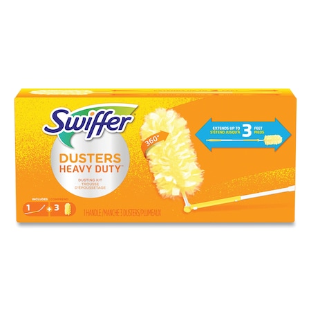 Swiffer HD Dusters, Plastic Handle Extends to 3ft, 1 Handle & 3 Duster/Kit, PK6 82074